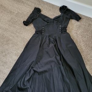 Unique vintage black lace waist pouty sleeves, BROKEN ZIPPER